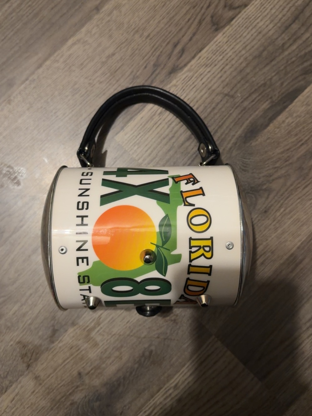 Unique Florida license plate barrel purse